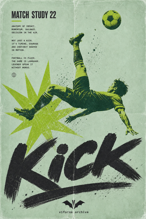 MATCH STUDY 22 - "KICK" Bicycle Kick Vintage Archive Oversized T-Shirt