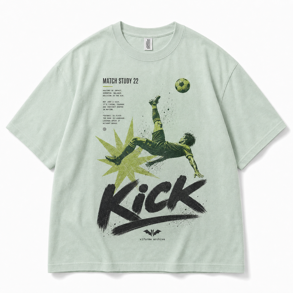 MATCH STUDY 22 - "KICK" Bicycle Kick Vintage Archive Oversized T-Shirt